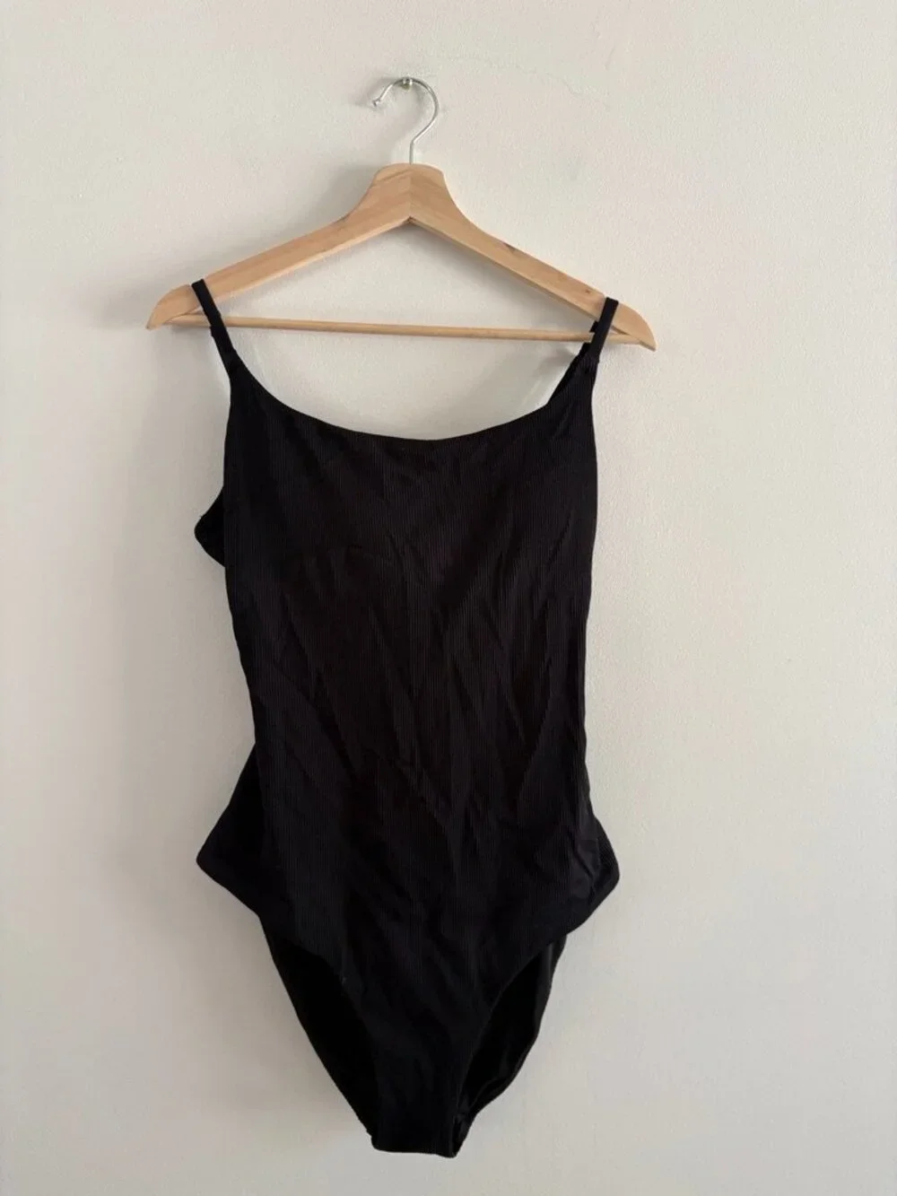 Aerie Ribbed Tie Back One Piece Swimsuit black Size Large - Picture 4 of 6